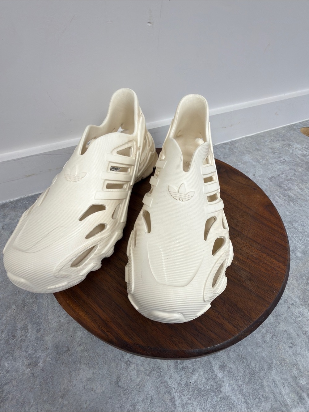 Adidas adiFOM Supernova shoes in the "Wonder‎ White" colorway.